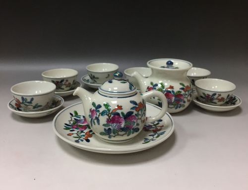 粉彩石榴壺組