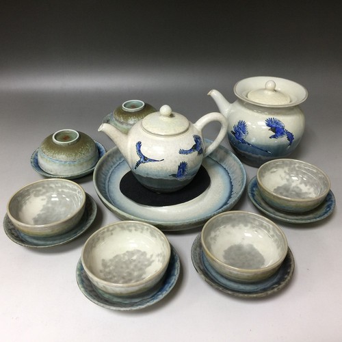 手繪藍鵲壺組